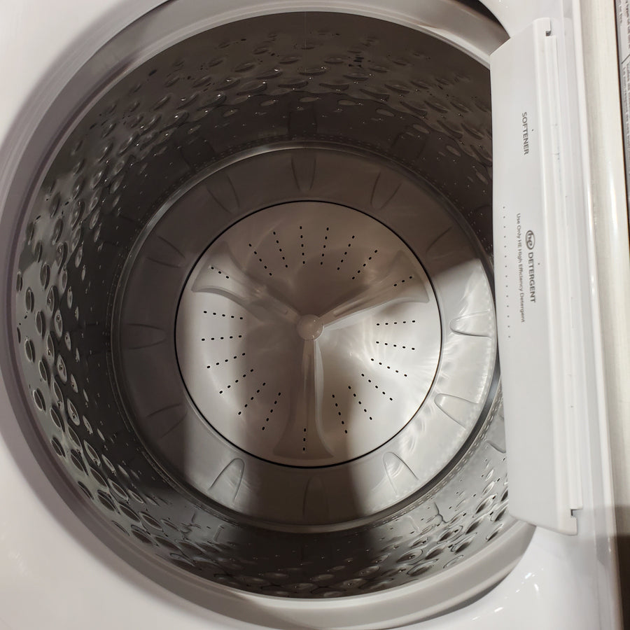 Maytag Top Load 4.8 cu ft Washer with Deep Fill and Slow-Close Glass Lid MVW6200KW - Scratch & Dent (Moderate) and Maytag 7.0 cu ft Electric Dryer with Moisture Sensing and Quick Dry Cycle 16232 - MED6200KW - Scratch & Dent (Minor)