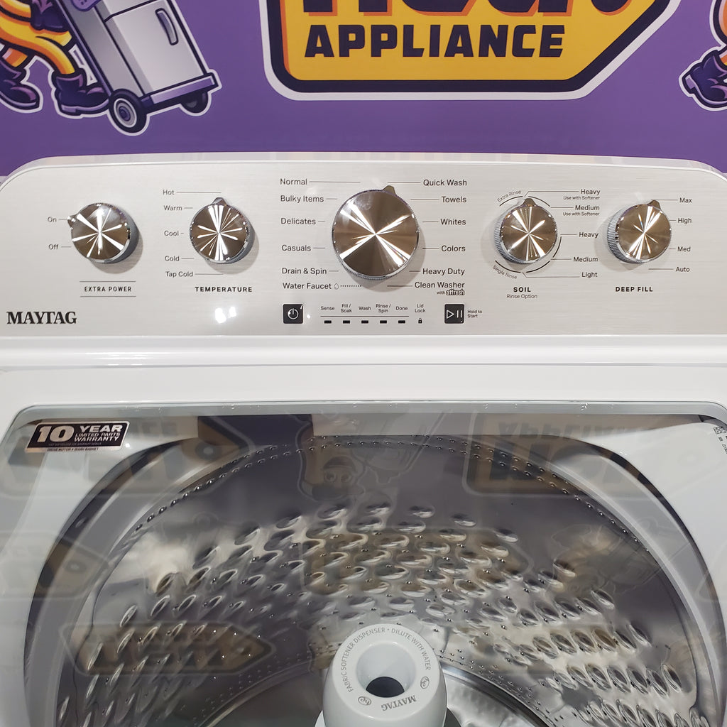 Pictures of Maytag Top Load 4.7 cu. ft. Agitator Washer with Extra Power and Deep Fill Option MVW5435PW and Gas Wrinkle Prevent 7.0 cu. ft Dryer with End of Cycle Signal MGD4500MW - Neu Appliance Outlet - Discount Appliance Outlet in Austin, Tx