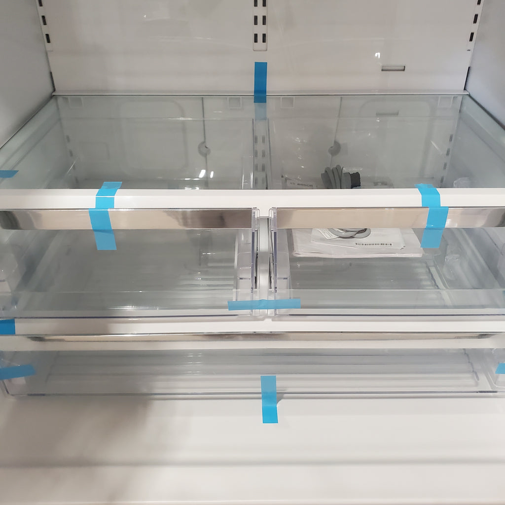 Bosch Fastest Ice Maker Standard-Depth 300 Series 26-cu ft 3 -Door Smart Compatible French Door Refrigerator with Ice Maker with Water and Ice Dispenser in Stainless Steel 3SD897 - B36FD31ENS - Open Box