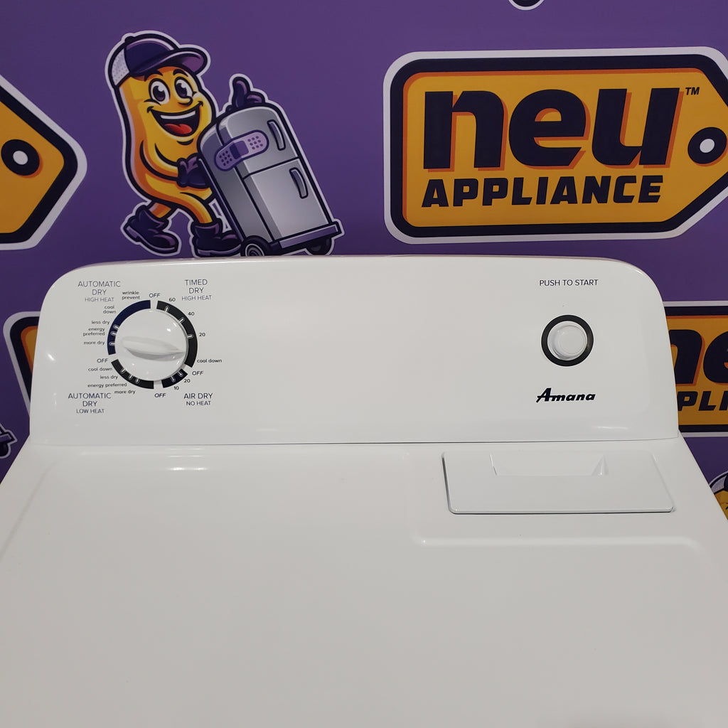 Pictures of Amana White Top Load 3.8 Cu. Ft. Washer with High Efficiency Agitator NTW4519JW and Amana White Electric 6.5 Cu. Ft. Dryer with Wrinkle Prevent Option NED4655EW - Scratch and Dent (Minor) - Neu Appliance Outlet - Discount Appliance Outlet in Austin, Tx