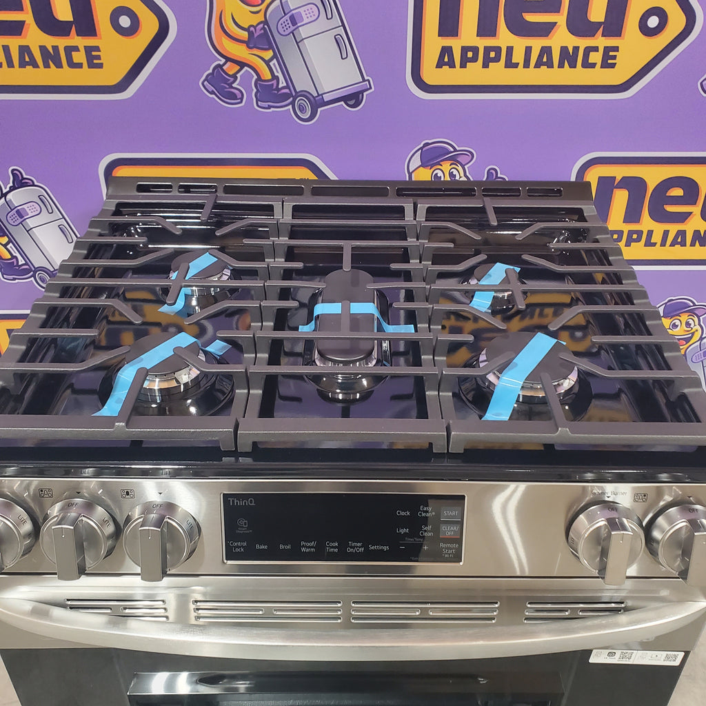 Pictures of LG 5.8 cu. ft. Gas Single OvenSlide-in Range, EasyClean® plus Self Clean, ThinQ™ in Printproof™ StainlessSteel 3SD696 - LSGL5831F - Open Box - Neu Appliance Outlet - Discount Appliance Outlet in Austin, Tx
