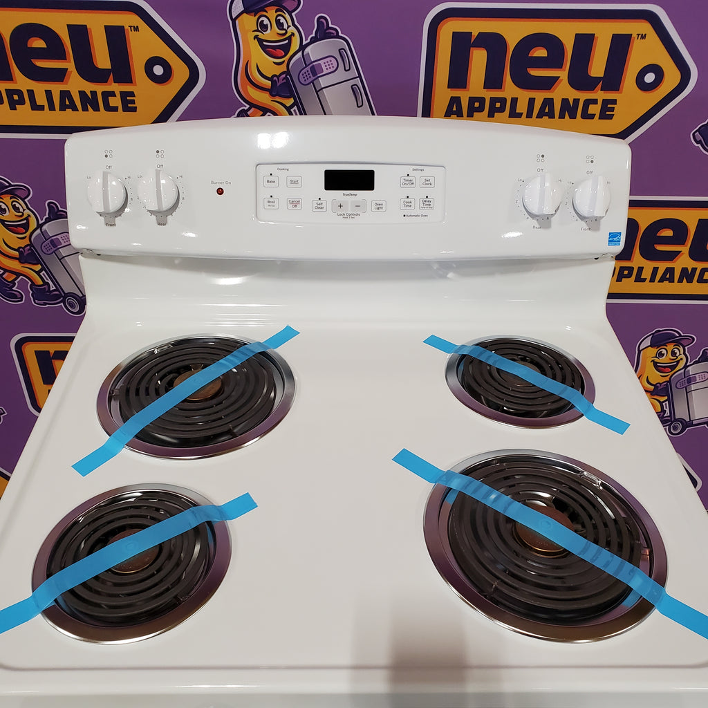 GE 5.0 cu. ft. Freestanding 4 Heating Element Electric Range with Dual Element Baking in White 3SD754 - JB256DMWW - Scratch & Dent (Minor)