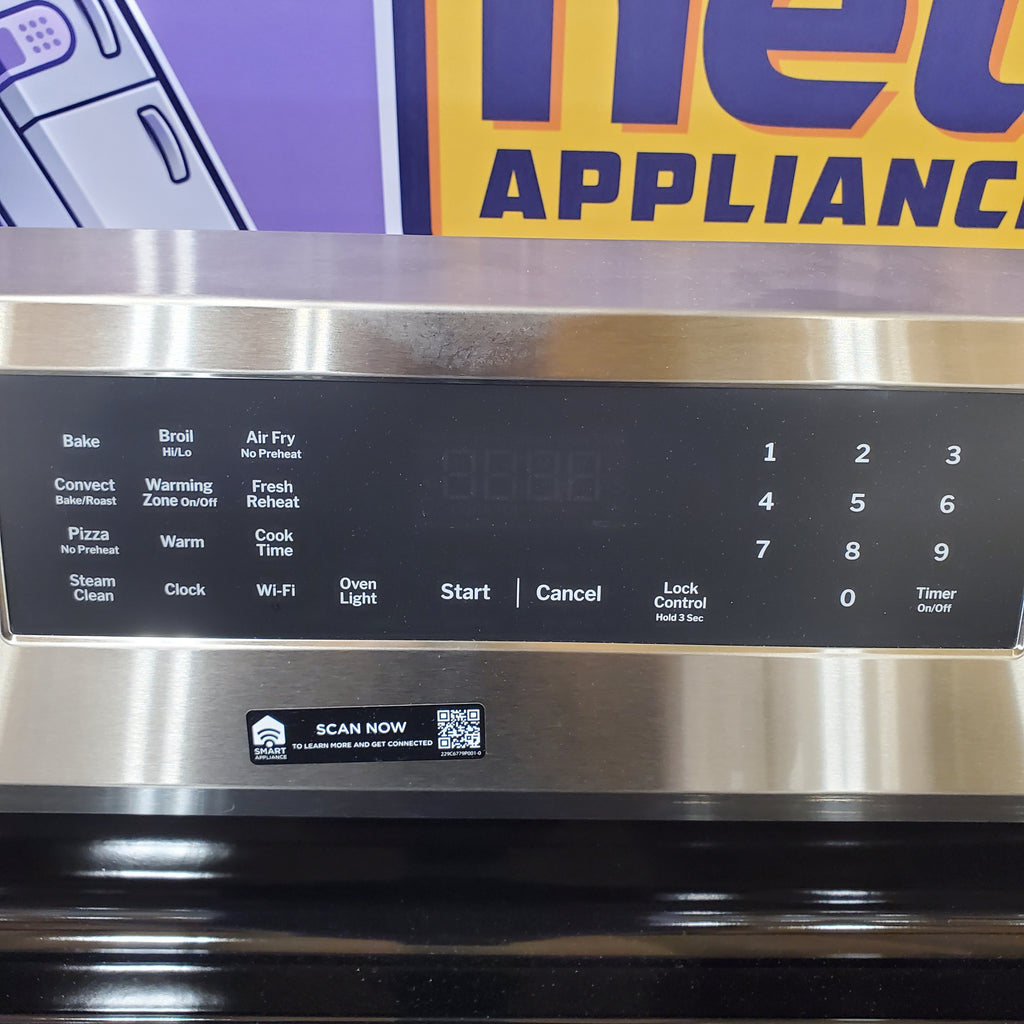 Pictures of GE ENERGY STAR® 30" Free-Standing Electric Convection Range with No Preheat Air Fry and EasyWash™ Oven Tray GRF600AVSS - New in Box - Neu Appliance Outlet - Discount Appliance Outlet in Austin, Tx