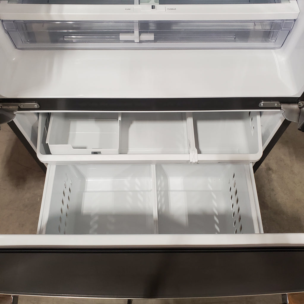 GE ENERGY STAR 27.0 Cu. Ft. Fingerprint Resistant Stainless Steel French-Door Refrigerator with Internal Water Dispenser and Icemaker 25134SD451 - GNE27JYMFS - Scratch & Dent (Major)