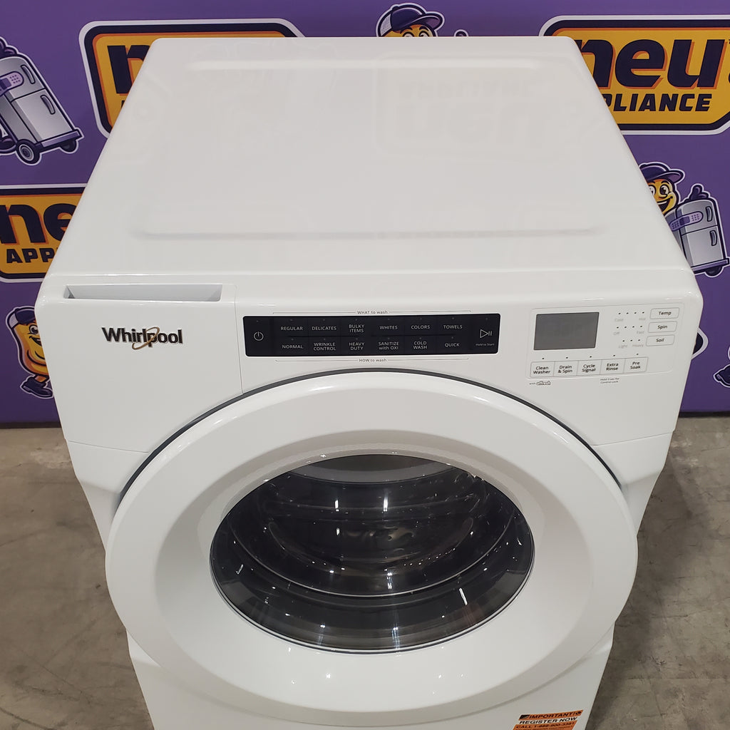 Whirlpool White Closet Depth Front Load 4.3 Cu. Ft. Washer with Intuitive Controls WFW560CHW - Scratch & Dent (Minor) and Whirlpool 7.4 cu. ft. Front Load Electric Dryer with Advanced Moisture Sensing WED5605MW - New in Box