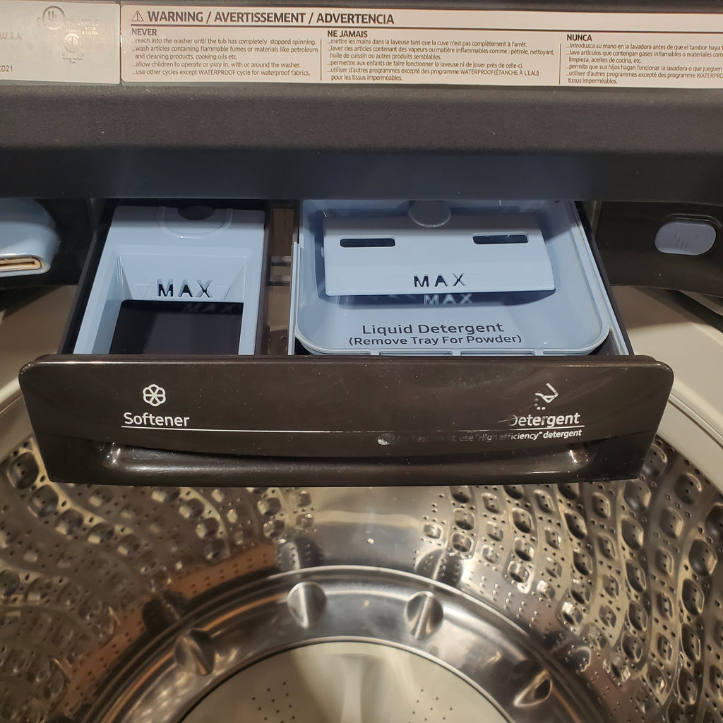 Pictures of Samsung 5.0 cu. ft. Energy Star Top Load Washer with Active Water Jet in Black Stainless Steel 1CR04035 - WA50R5400AV - Certified Refurbished - Neu Appliance Outlet - Discount Appliance Outlet in Austin, Tx