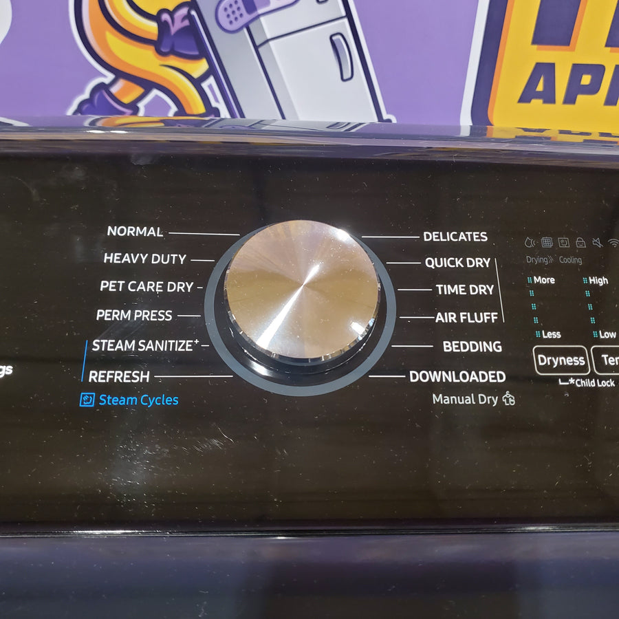 Samsung 5.4 cu. ft. Smart Top Load Washer with Pet Care Solution WA54CG7150AD - Scratch & Dent (Moderate) and Samsung Brushed 7.4 cu. ft. Smart Vented Electric Dryer with Pet Care Dry and Steam Sanitize+ WA54CG7150AD - Scratch & Dent (Minor)