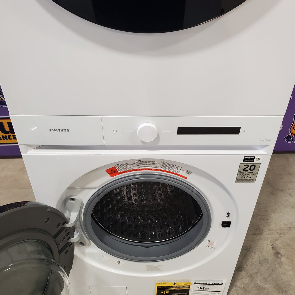 Pictures of Samsung Bespoke White AI Laundry Hub with 4.6 Cu. Ft. Washer with Steam Wash and 7.3 Cu. Ft. Dryer WH46DBH100EWA3 - Scratch and Dent (Minor) - Neu Appliance Outlet - Discount Appliance Outlet in Austin, Tx