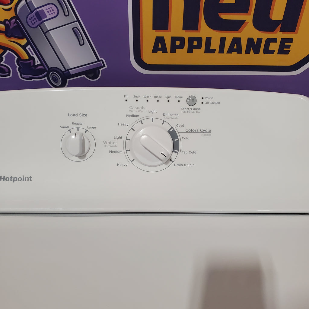 Hotpoint White Top Load 3.8 Cu. Ft. Washer with Stainless Steel Wash Basket 1CR05172 - HTW200ASKWW - Certified Refurbished