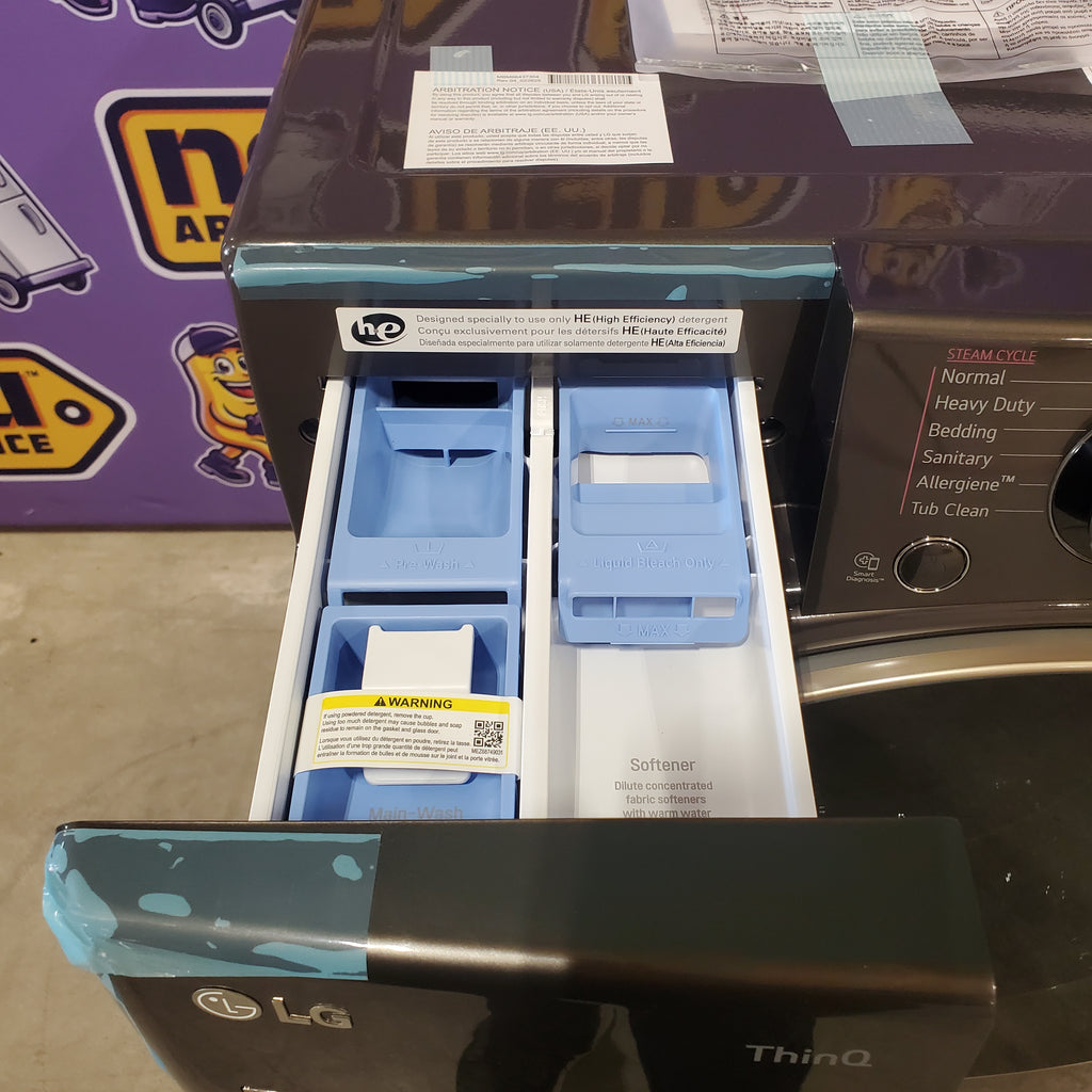 Pictures of LG Stackable Smart Front Load 4.5 Cu. Ft. Washer with TurboWash 360 Technology WM4000HBA - Open Box and LG Smart Wi-Fi Enabled Front Load Electric 7.4 Cu. Ft. Dryer with TurboSteam and Built-In Intelligence DLEX4000B - Scratch & Dent (Minor) - Neu Appliance Outlet - Discount Appliance Outlet in Austin, Tx