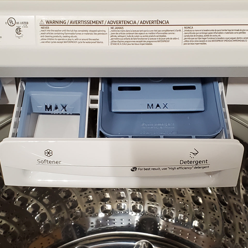Samsung 5.2 cu. ft. Large Capacity Smart Top Load Washer with Super Speed Wash in White 3SD724 - WA52DG5500AW - Scratch & Dent (Minor)