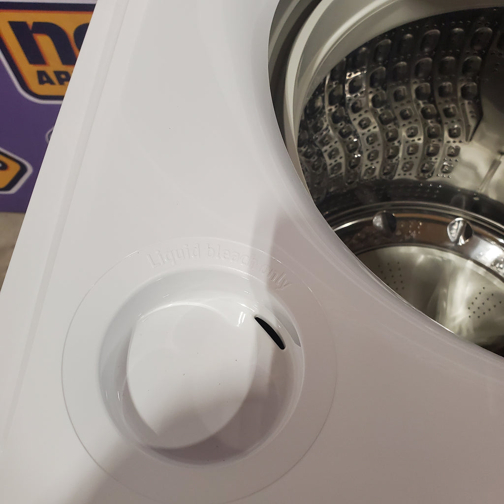 Pictures of Samsung White Top Load 5.0 Cu. Ft. Washer with Super Speed WA50R5400AW - Certified Refurbished and Samsung Front Load Electric Dryer with with Steam Sanitize+ 16111 - DVE52A5500W - Scratch & Dent (Minor) - Neu Appliance Outlet - Discount Appliance Outlet in Austin, Tx