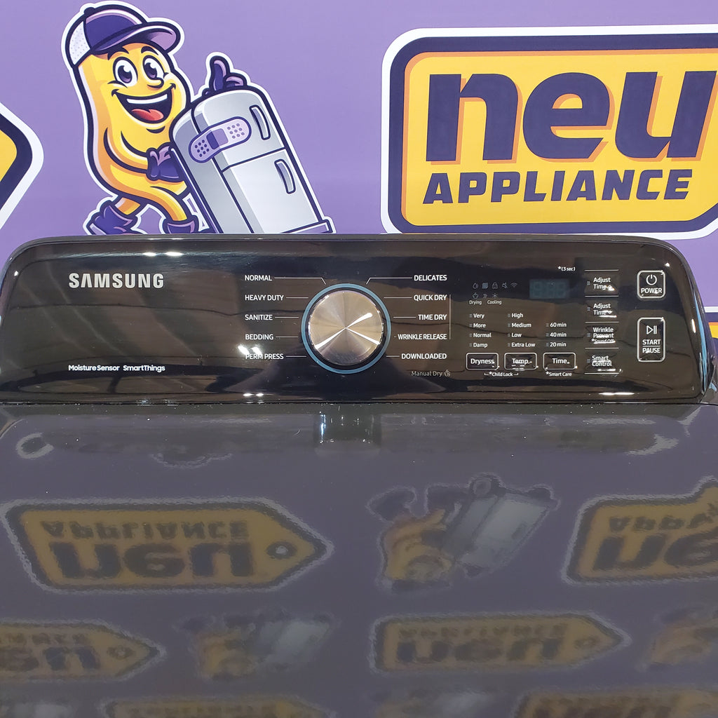 Samsung 5.0 cu. ft. Capacity Top Load Washer with Active WaterJet in Brushed Black WA50R5200AV - Certified Refurbished and Samsung Brushed Black 7.4 cu. ft. Smart Electric Dryer with Sensor Dry 16114 - DVE47CG3500V - New in Box