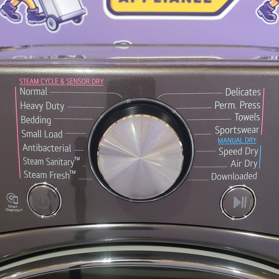 LG TurboSteam 7.4-cu ft Stackable Vented Gas Dryer with Steam Cycle in Black Steel DLGX4201B - Scratch & Dent (Minor)