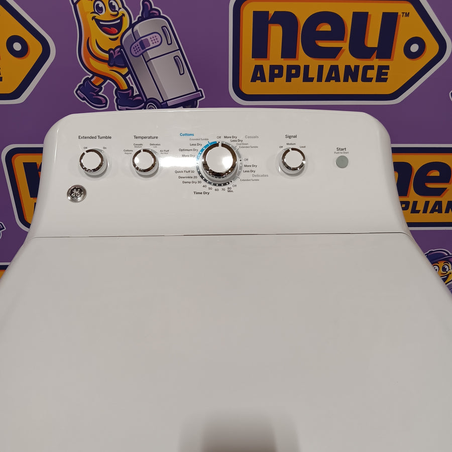 GE White Top Load 4.0 Cu. Ft. Capacity Washer with Stainless Steel Wash Basket GTW325ASWWW - New in Box and GE White Electric 7.2 Cu. Ft. Dryer with Aluminized Alloy Drum 16235 - GTD42EASJWW - Certified Refurbished