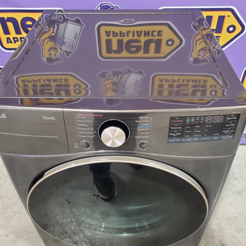 Pictures of LG Black Steel Smart Wi-Fi Enabled Front Load Electric 7.4 Cu. Ft. Dryer with TurboSteam and Built-In Intelligence 17SD099 - DLEX4000B - Scratch & Dent (Minor) - Neu Appliance Outlet - Discount Appliance Outlet in Austin, Tx