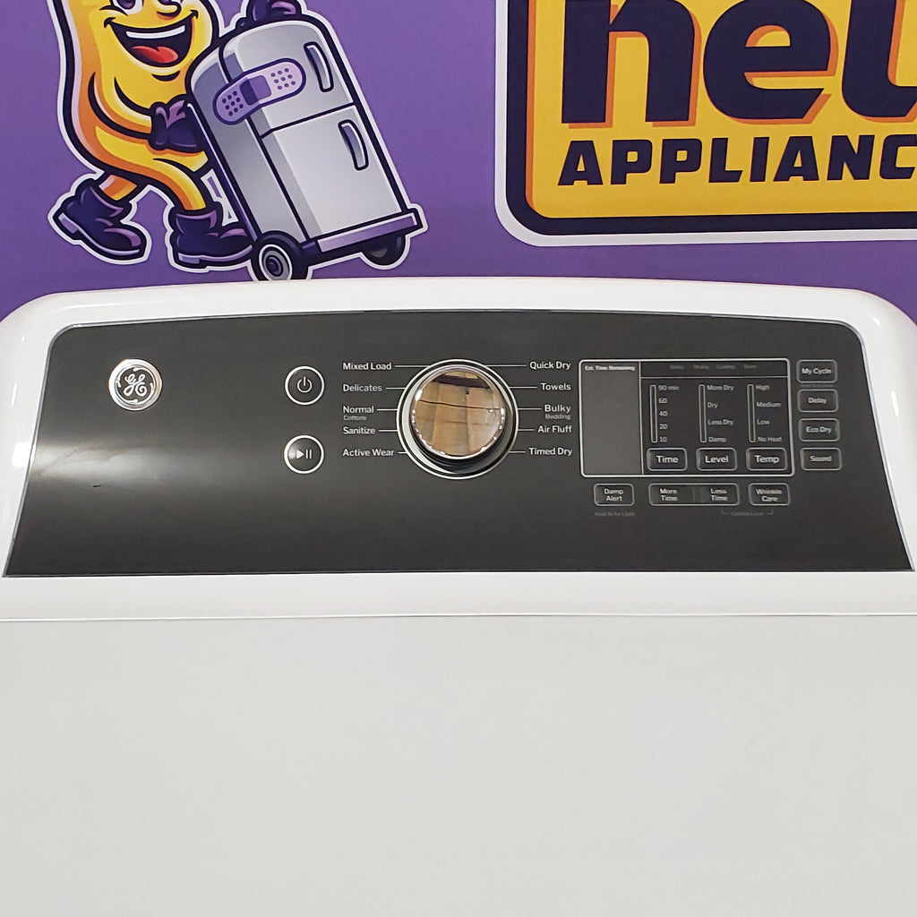 GE 4.5 cu. ft. Top Load Washer with Water Level Control GTW585BSVWS - New in Box and GE Electric 7.4 Cu. Ft. Front Load Dryer with Sensor Dry in White GTD58EBSVWS - Open Box