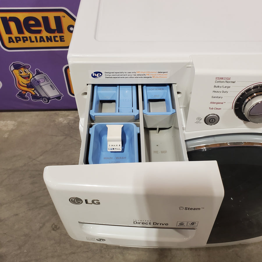 LG TurboWash 4.3 Cu. Ft. 12-Cycle High-Efficiency Steam Front-Loading Washer WM3570HWA - Scratch & Dent (Moderate) and LG 7.4 cu. ft. ENERGY STAR Electric Vented Dryer with Sensor Dry and SmartThinQ Technology 15036 - DLE3400W - Scratch & Dent (Minor)