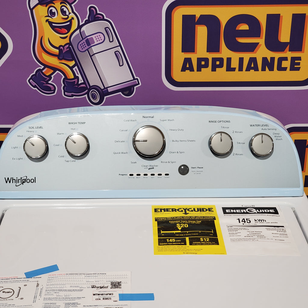 Whirlpool Top Load 3.5 Cu. Ft. Washer with Deep Water Wash Option WTW4816FW - Scratch & Dent (Minor) and Whirlpool Vented 7.0 Cu. Ft. Electric Dryer 16046 - WED4815EW - Scratch & Dent (Minor)