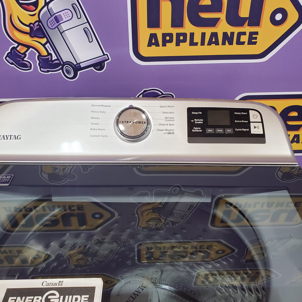 Pictures of Maytag 4.7 cu. ft. Smart Top Load Washing Machine with Deep Fill Option MVW6230HW - Scratch & Dent (Minor) and Maytag 7.4 cu. ft. Electric Steam Dryer with Extra Power Button 16076 - MED7230HW - Scratch & Dent (Minor) - Neu Appliance Outlet - Discount Appliance Outlet in Austin, Tx