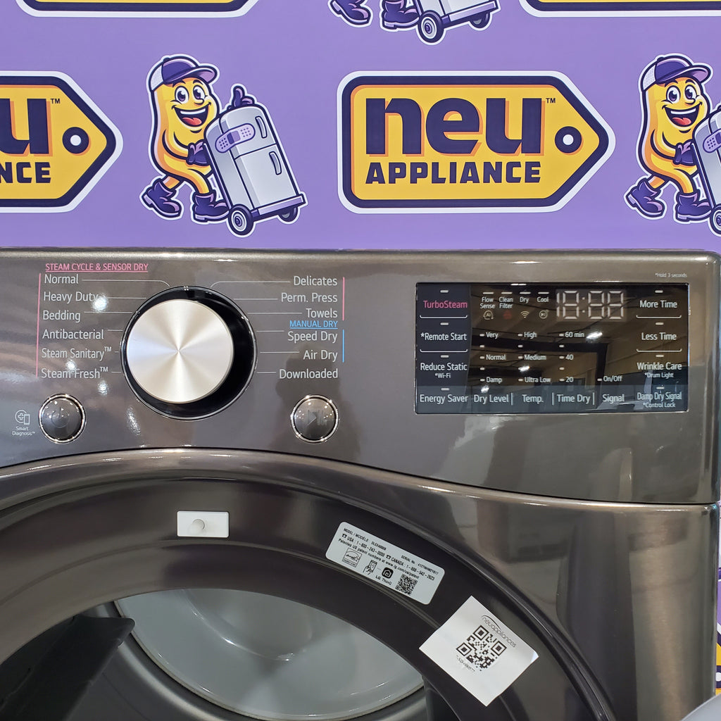 Pictures of LG Black Steel Front Load 4.5 Cu. Ft. Washer with TurboWash360 WM4000HBA - New in Box and LG Black Steel Ultra Large Capacity Smart Wi-Fi Enabled Front Load Electric 7.4 Cu. Ft. Dryer with TurboSteam DLEX4000B - Open Box - Neu Appliance Outlet - Discount Appliance Outlet in Austin, Tx