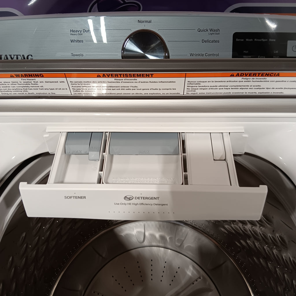 Pictures of Maytag Top Load 4.8 cu ft Washer with Deep Fill and Slow-Close Glass Lid MVW6200KW - Scratch & Dent (Minor) and Maytag 7.0 cu. ft Top Load Gas Dryer with Moisture Sensing 16154 - MGD6200KW - Scratch and Dent (Minor) - Neu Appliance Outlet - Discount Appliance Outlet in Austin, Tx