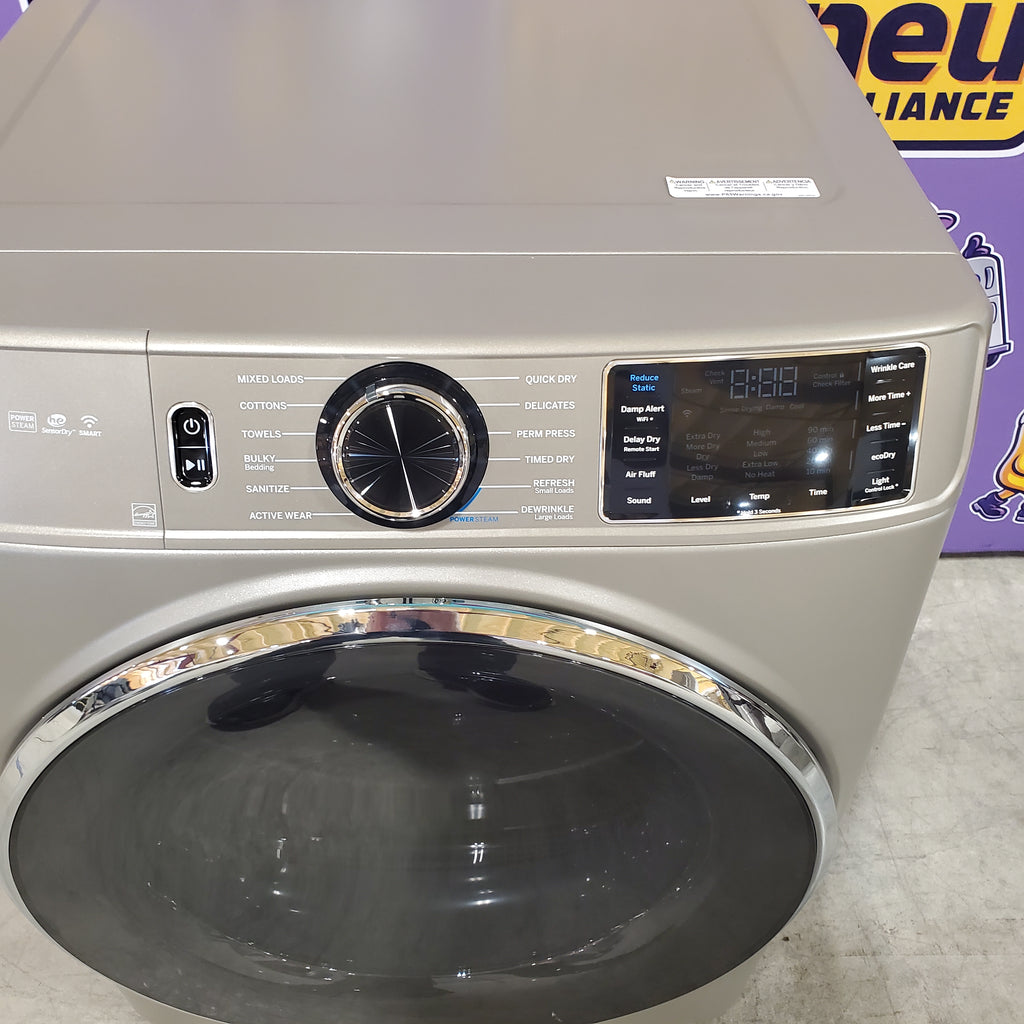 GE ENERGY STAR® 7.8 cu. ft. Capacity Smart Front Load Electric Dryer with Steam and Sanitize Cycle GFD65ESPNSN - Scratch & Dinner (Minor)