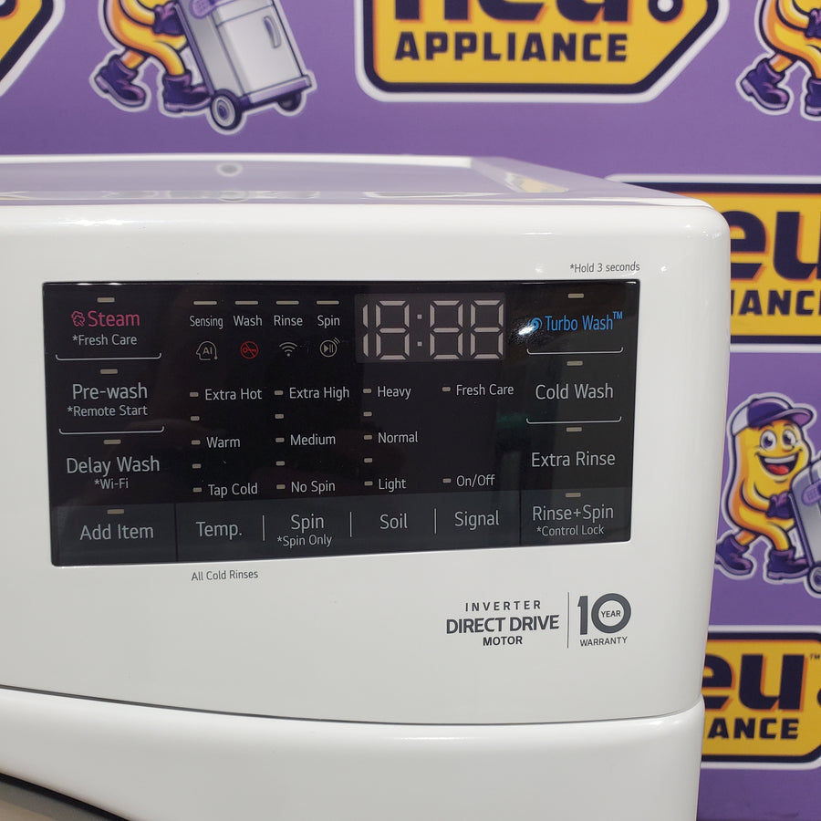 LG 4.5 cu. ft. Front Load Washer with Steam and Built-In Intelligence in White WM4000HWA - Scratch & Dent (Minor) and LG 7.4 cu. ft. Front Load Electric Dryer with TurboSteam and Sensor Dry Technology in White 16188 - DLEX4000W - Scratch & Dent (Minor)