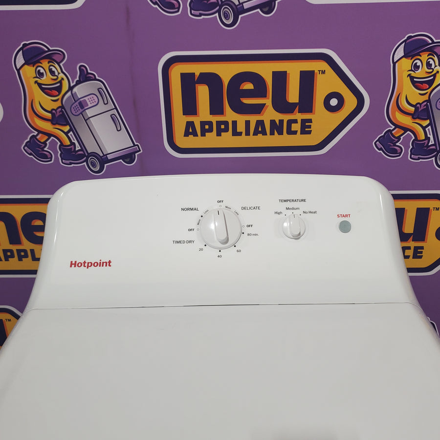 Hotpoint® 4.0 cu. ft. Capacity Washer with Cold Plus and Water Level Control HTW265ASWWW - Scratch & Dent (Major) and Hotpoint 6.2 cu. ft. Capacity Electric Dryer with Up To 120 ft. Venting and Shallow Depth HTX26EASWWW - Scratch & Dent (Open Box)