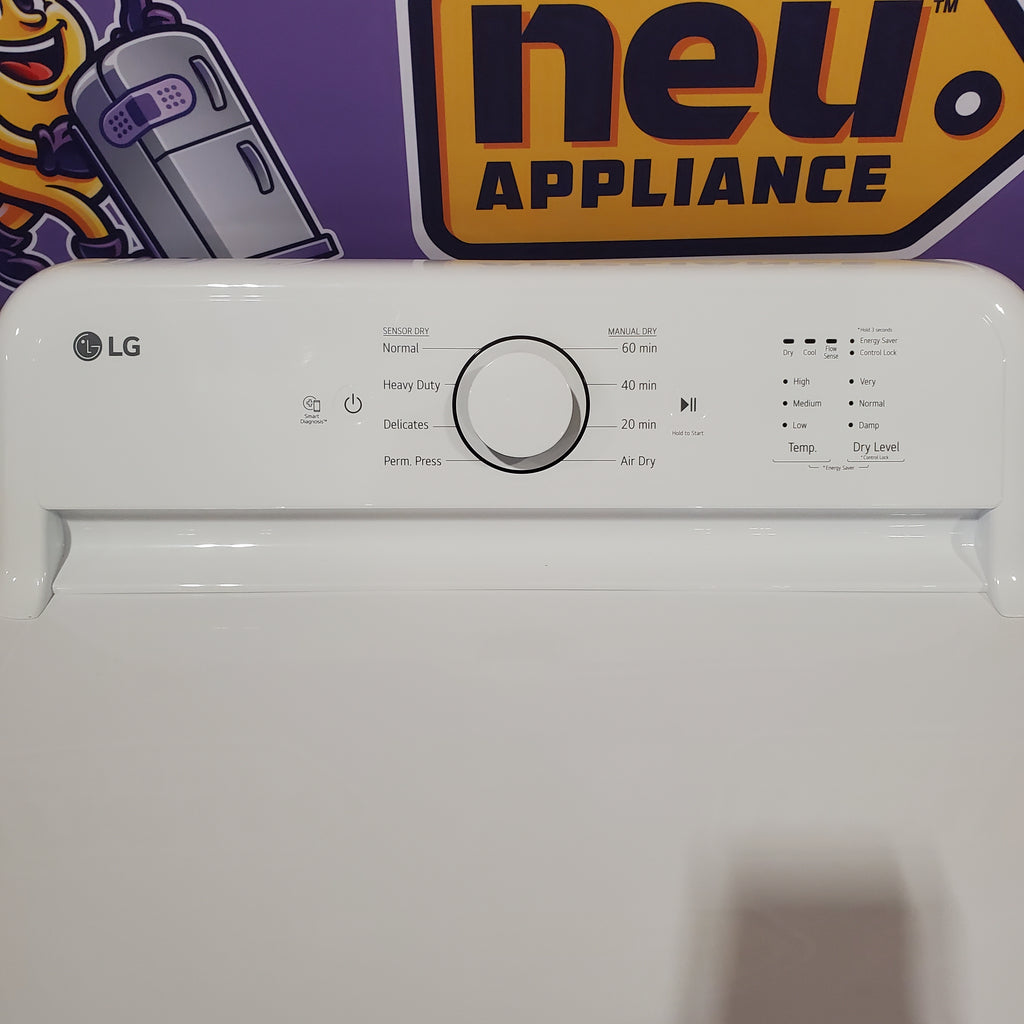 LG 4.3 cu. ft. Capacity Top Load Washer with TurboDrum™ Technology and Impeller WT6100CW - New in Box and LG 7.3 Cu. Ft.  Electric Rear Control Ultra Large Capacity Dryer in White with Sensor Dry 16083 - DLE6100W - Certified Refurbished