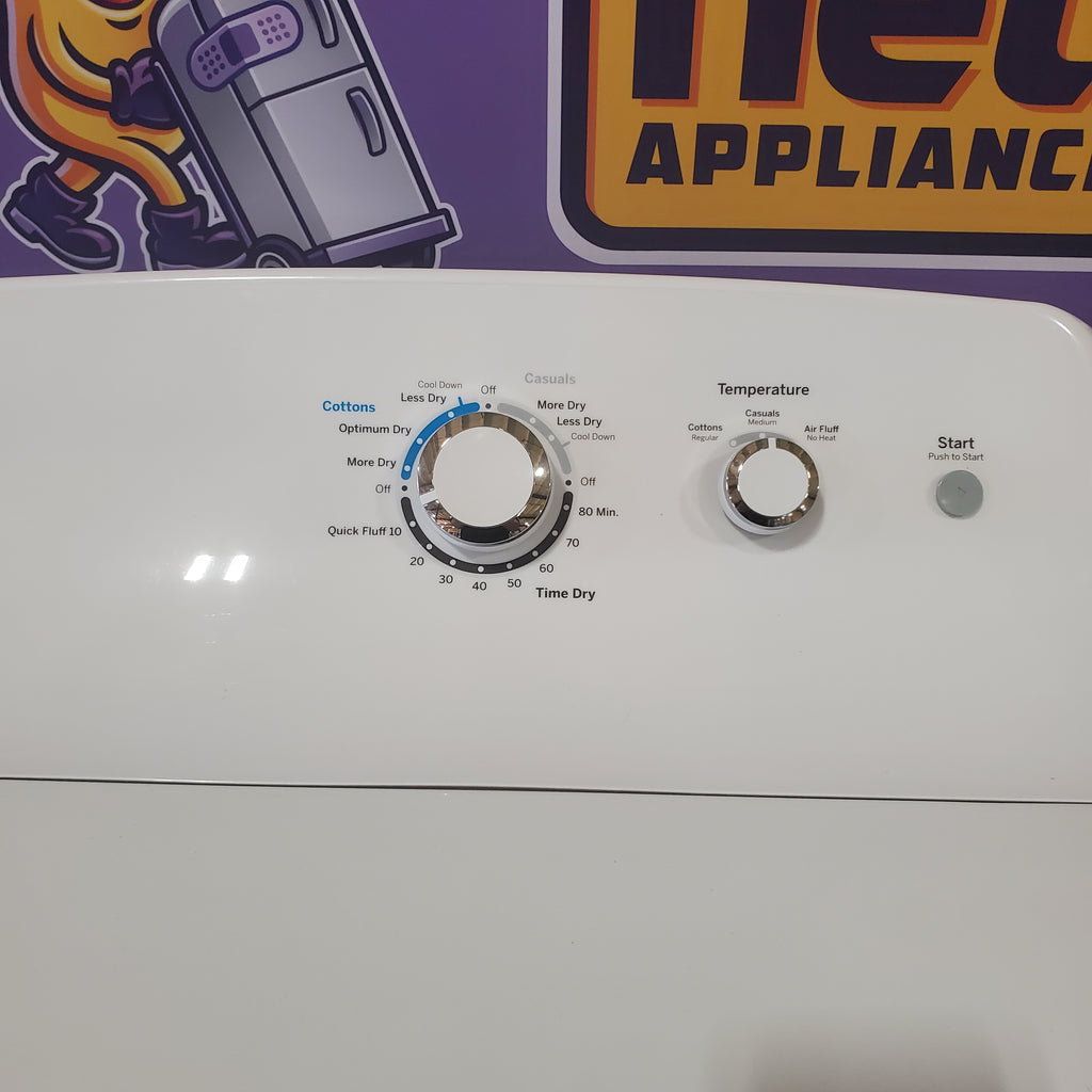 Pictures of GE White Electric 6.2 Cu. Ft. Capacity Dryer with Shallow Depth and Up to 120 Ft. Venting Capability GTX33EASKWW - Scratch and Dent (Minor) - Neu Appliance Outlet - Discount Appliance Outlet in Austin, Tx
