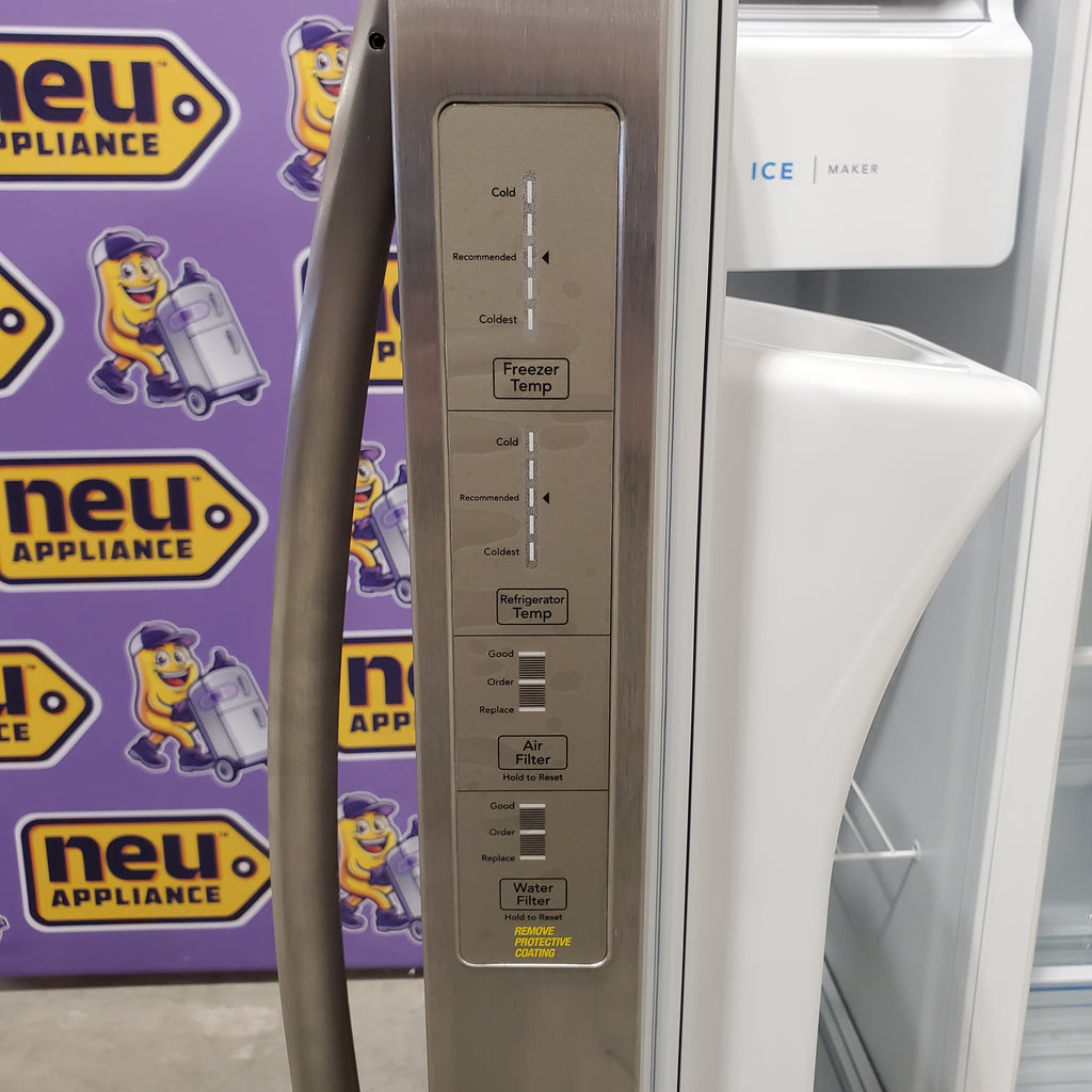 Frigidaire 25.6 cu. ft. ENERGY STAR Side by Side Refrigerator with Exterior Water and Ice Dispenser in Stainless Steel 25138SD756 - FRSS2623AS - Scratch & Dent (Minor)