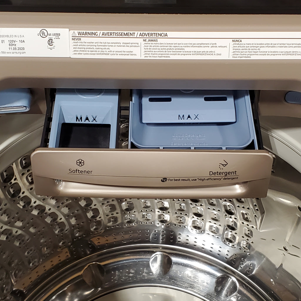 Pictures of Samsung 5.0 cu. ft. High Efficiency Top Load Washer with Active WaterJet in Champagne WA50T5300AC - Certified Refurbished - Neu Appliance Outlet - Discount Appliance Outlet in Austin, Tx