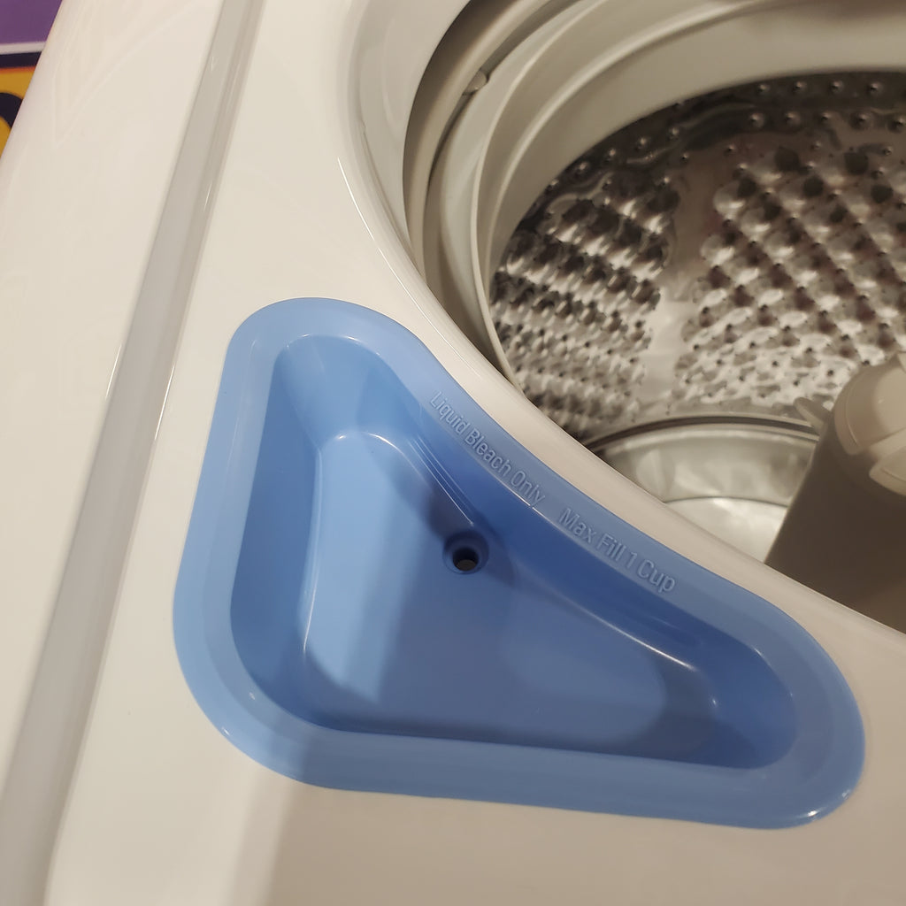 Pictures of LG White Top Load 4.1 Cu. Ft. Washer with TurboDrum Technology WT6105CW - Scratch & Dent (Minor) and LG 7.3 Cu. Ft. Electric Rear Control Ultra Large Capacity Dryer in White with Sensor Dry DLE6100W - Open Box - Neu Appliance Outlet - Discount Appliance Outlet in Austin, Tx