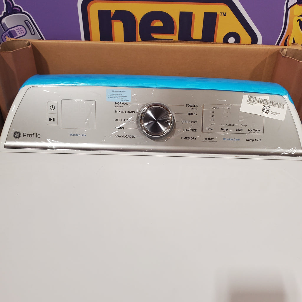 GE Profile 5.0 cu. ft. High-Efficiency Smart Top Load Washer in White with Microban Technology PTW600BSRWS - Scratch & Dent (Minor) and GE Profile 7.4 cu. ft. Capacity Electric Dryer with Sanitize Cycle and Sensor Dry 16052 - PTD60EBSRWS - New in Box