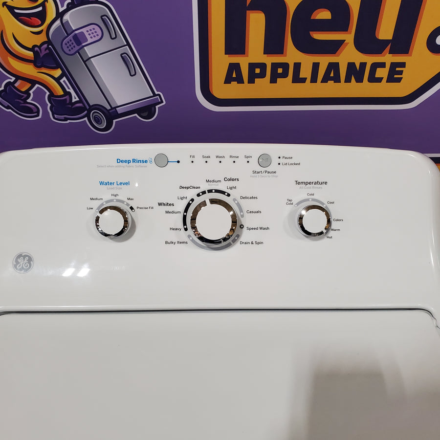 GE White Top Load 4.0 Cu. Ft. Capacity Washer with Stainless Steel Wash Basket GTW325ASWWW - New in Box and GE White Electric 7.2 Cu. Ft. Dryer with Aluminized Alloy Drum 16207 - GTD42EASJWW - Certified Refurbished