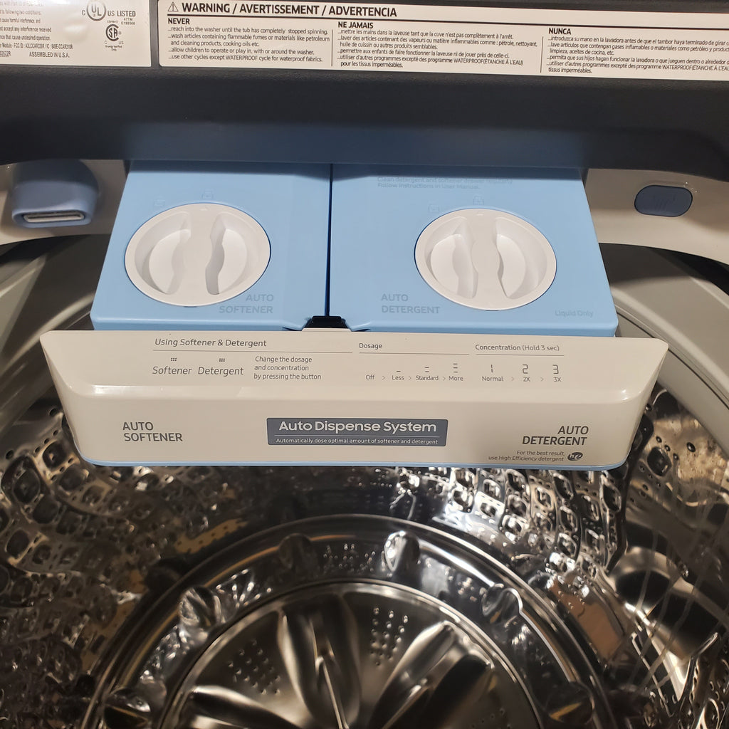 Pictures of Samsung Extra-Large Capacity Smart Top Load 5.5 cu. ft. Washer with Auto Dispense System in Ivory and WI-FI Connectivity WA55CG7500AE - Open Box - Neu Appliance Outlet - Discount Appliance Outlet in Austin, Tx