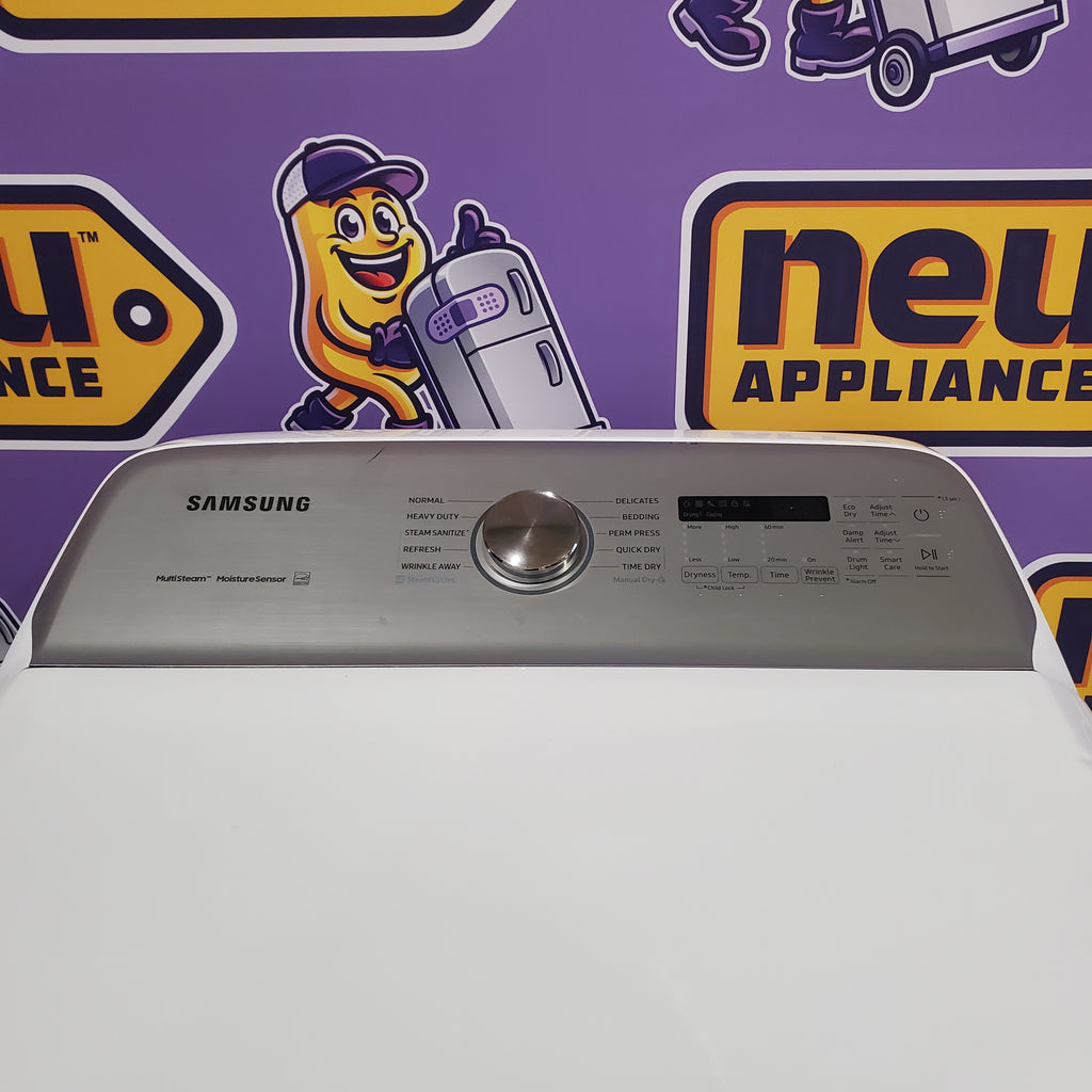 Pictures of Samsung White Top Load 5.4 Cu. Ft. Washer with Active Water Jet WA50R5200AW/US - Certified Refurbished and Samsung White 7.4 cu. ft. Electric Dryer in White with Steam Sanitize+ DVE54R7200W/A3 - Certified Refurbished - Neu Appliance Outlet - Discount Appliance Outlet in Austin, Tx