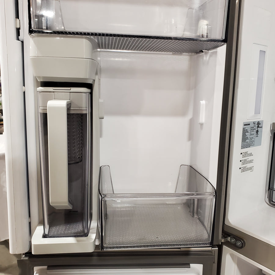Samsung Counter-Depth 22.9-cu ft 4 -Door ENERGY STAR Certified Smart Compatible French Door Refrigerator with Dual Ice Maker in Fingerprint Resistant Stainless Steel RF23A9071SR - Scratch & Dent (Major)
