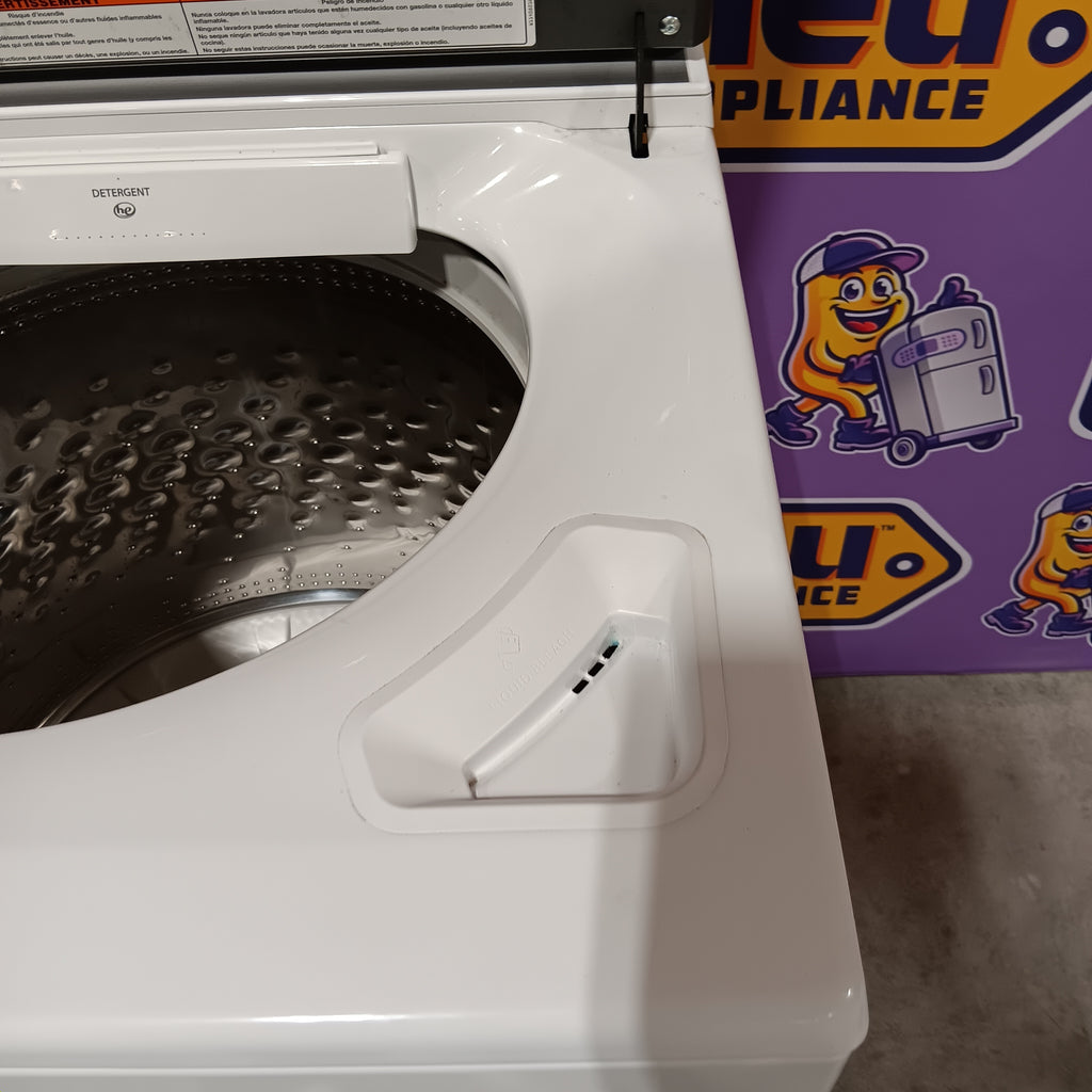 Pictures of Maytag Top Load 4.8 cu ft Washer with Deep Fill and Slow-Close Glass Lid MVW6200KW - Scratch & Dent (Minor) and Maytag 7.0 cu ft Electric Dryer with Moisture Sensing and Quick Dry Cycle 16156 - MED6200KW - Open Box - Neu Appliance Outlet - Discount Appliance Outlet in Austin, Tx