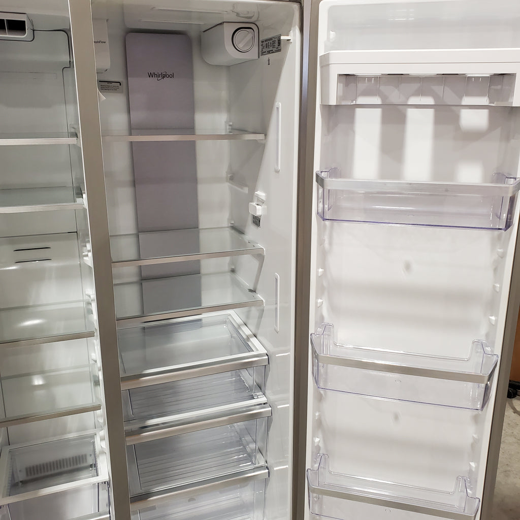 Pictures of Whirlpool 20.85 Cu. Ft. Side-by-Side Counter-Depth Refrigerator with In-Door Ice & Water in Stainless Steel 22132SD131 - WRSC6536RZ - Scratch & Dent (Minor) - Neu Appliance Outlet - Discount Appliance Outlet in Austin, Tx
