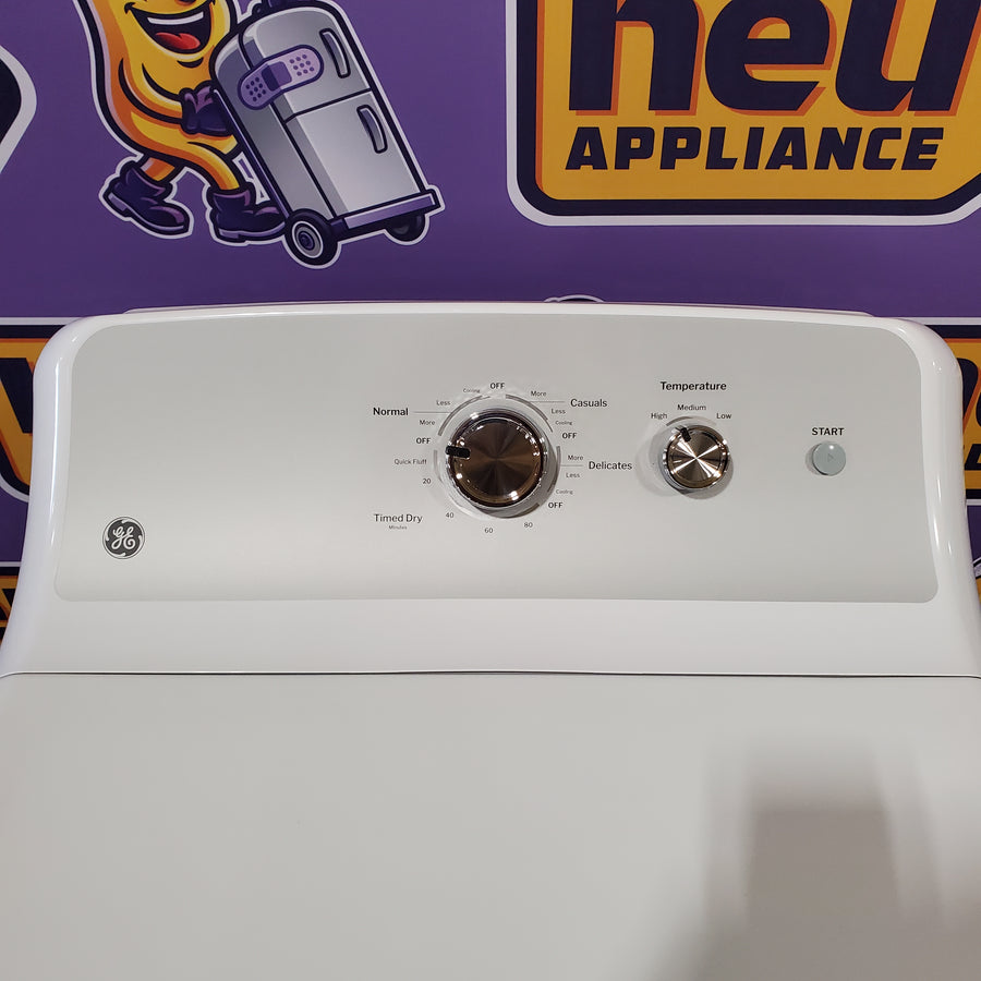 GE White Electric 7.2 Cu. Ft. Capacity Dryer with Up to 120 Ft. Venting and Reversible Door GTD38EASWWS - Open Box