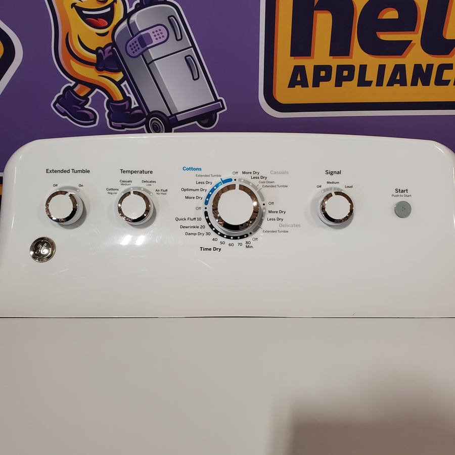 GE White Top Load 4.0 Cu. Ft. Capacity Washer with Stainless Steel Wash Basket GTW325ASWWW - New in Box and GE White Electric Aluminized Alloy Drum 7.2 Cu. Ft. Dryer with Sensor Dry and Extended Tumble 16210 - GTD45EASJWS - Certified Refurbished