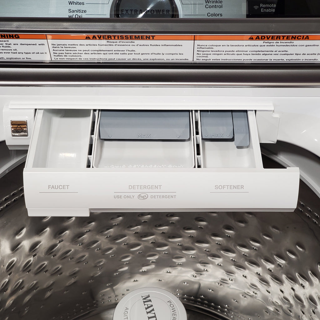 Pictures of Maytag Smart Top Load 5.2 Cu. Ft. Washer with Extra Power Button in White MVW7230HW - Scratch & Dent - Minor - Neu Appliance Outlet - Discount Appliance Outlet in Austin, Tx