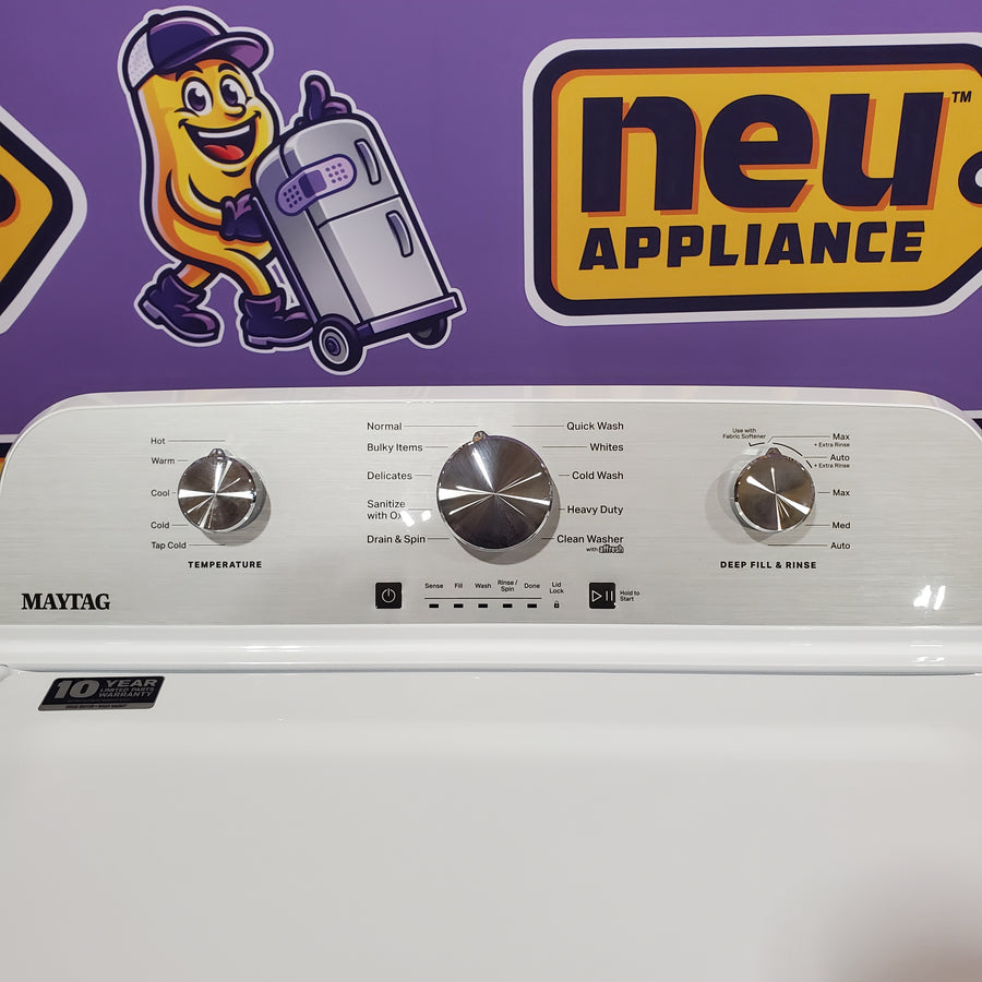 Maytag 4.2 Cu. Ft. Capacity Top Load Washer in White MTW4205SW - Scratch & Dent (Minor) and Maytag Extra Large Vented Electric Dryer in White 15033 - MEDX655DW - Certified Refurbished