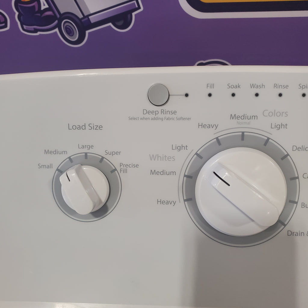 Pictures of Hotpoint White 3.8 Cu. Ft. Washer with Stainless Steel Basket HTW240ASKWS and Hotpoint White Electric 6.2 Cu. Ft. Dryer With Upfront Lint Filter HTX24EASKWS - Certified Refurbished - Neu Appliance Outlet - Discount Appliance Outlet in Austin, Tx