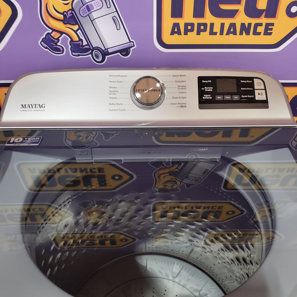 Maytag 5.3 cu. ft. Smart Top Load Washer with Extra Power MVW7232HW3 - Certified Refurbished and Maytag Smart 7.4 cu. ft. Electric Dryer with Extra Power and Advanced Moisture Sensing 16074 - MED6230HW - Scratch & Dent (Minor)