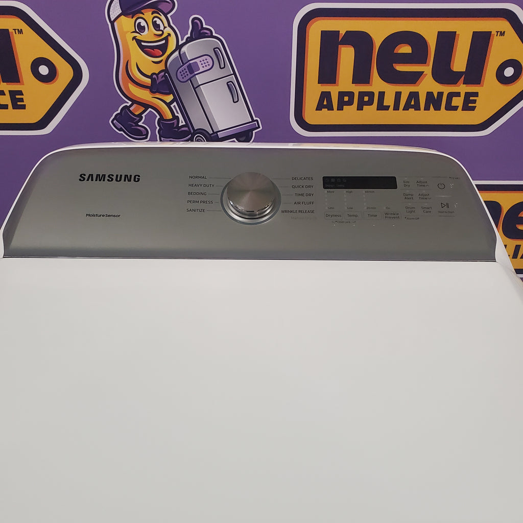 Pictures of Samsung White Top Load 5.4 Cu. Ft. Washer with Active Water Jet WA54R7200AW - Certified Refurbished and Samsung White Electric 7.4 Cu. Ft. Dryer with Sensor Dry DVE50R5200W - Scratch and Dent (Minor) - Neu Appliance Outlet - Discount Appliance Outlet in Austin, Tx