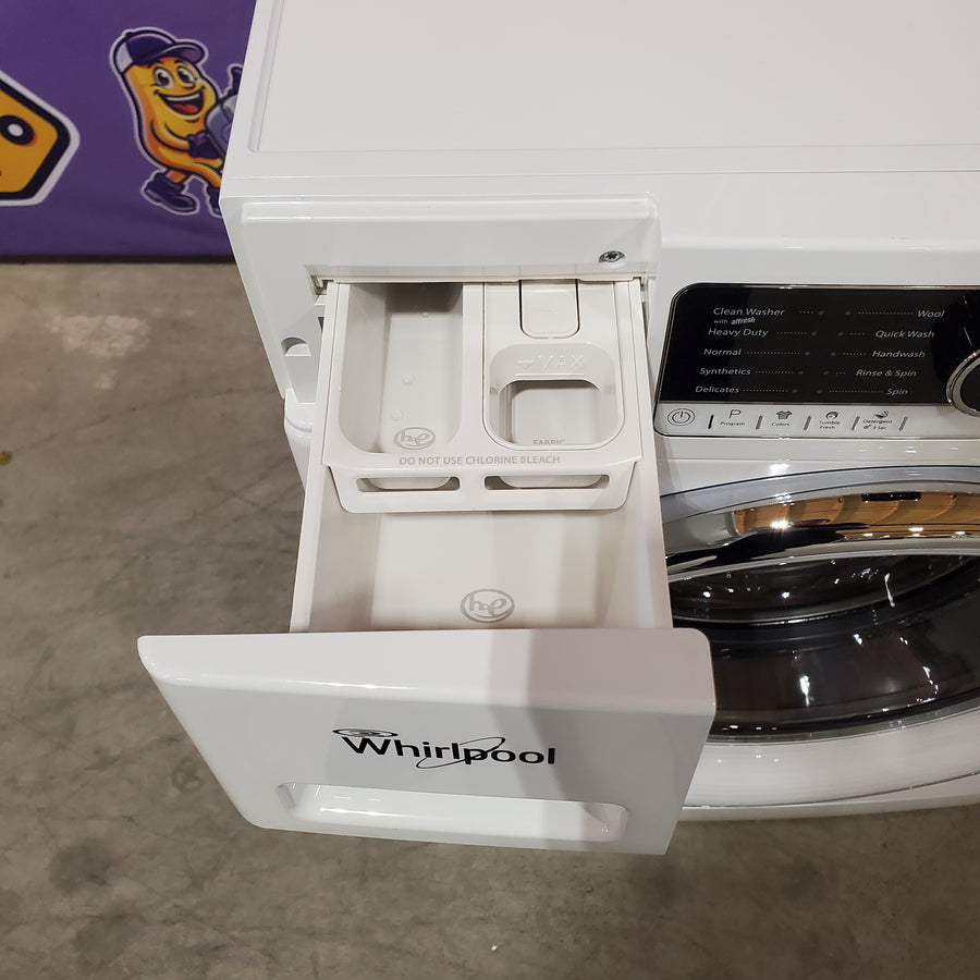 Whirlpool 2.3 Cu. Ft. High Efficiency Stackable Front Load Washer with Detergent Dosing Aid in White 31131SD42 - WFW5090JW - Scratch & Dent (Minor)