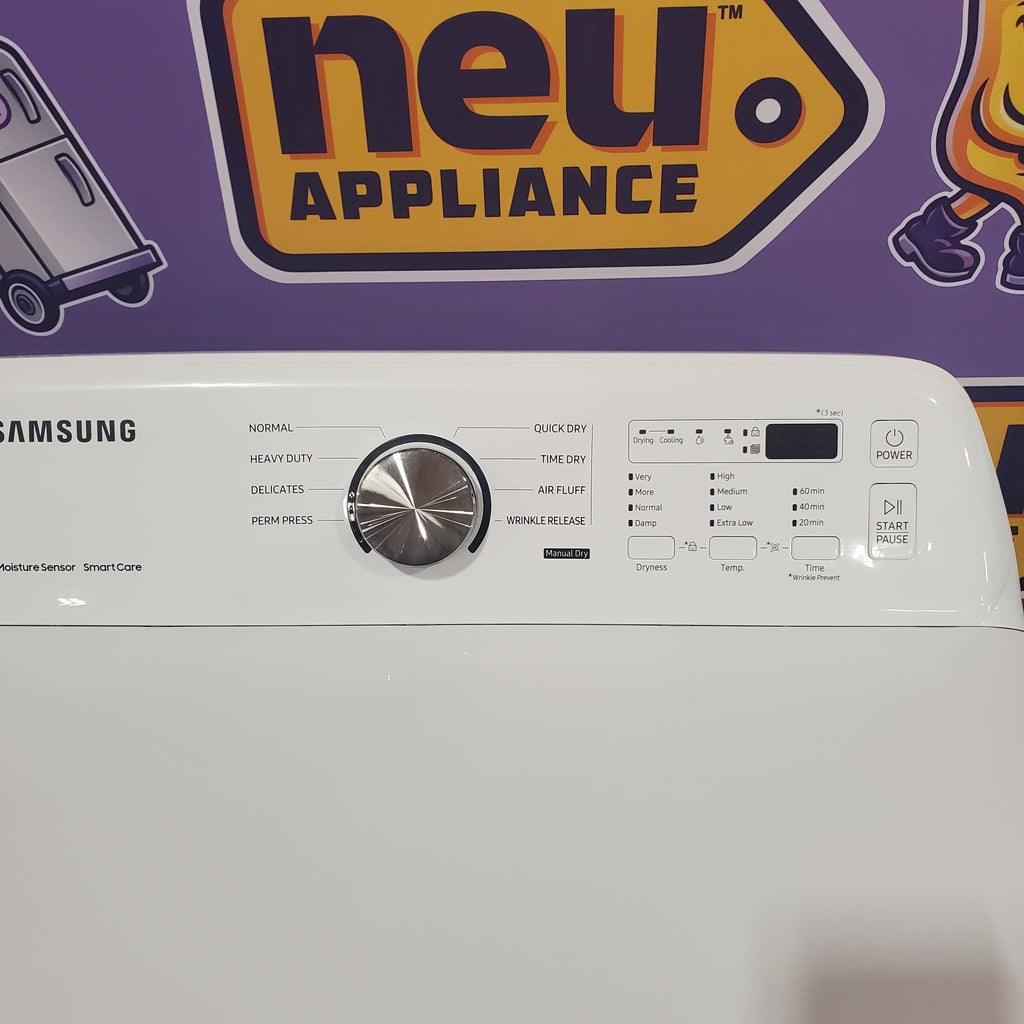 Pictures of Samsung 4.5 cu. ft. Top Load Washer with Vibration Reduction Technology+ in White WA45T3200AW - Certified Refurbished and Samsung 7.2 cu. ft. Electric Dryer with Sensor Dry in White DVE45T3200W - Certified Refurbished - Neu Appliance Outlet - Discount Appliance Outlet in Austin, Tx